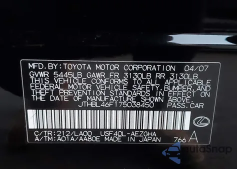 2007 Lexus Ls 460 z USA, uszkodzony, nr VIN JTHBL46F175038450